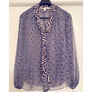 DVF navy sheer blouse